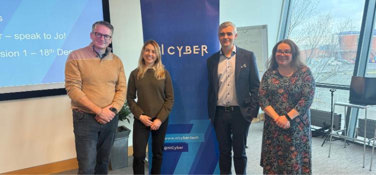 Speakers Stevie Morrow, Dr Sarah McCarthy, Trevor Graham, and Dr Ciara Rafferty at the CSIT Breakfast Club event on quantum technologies at CSIT.